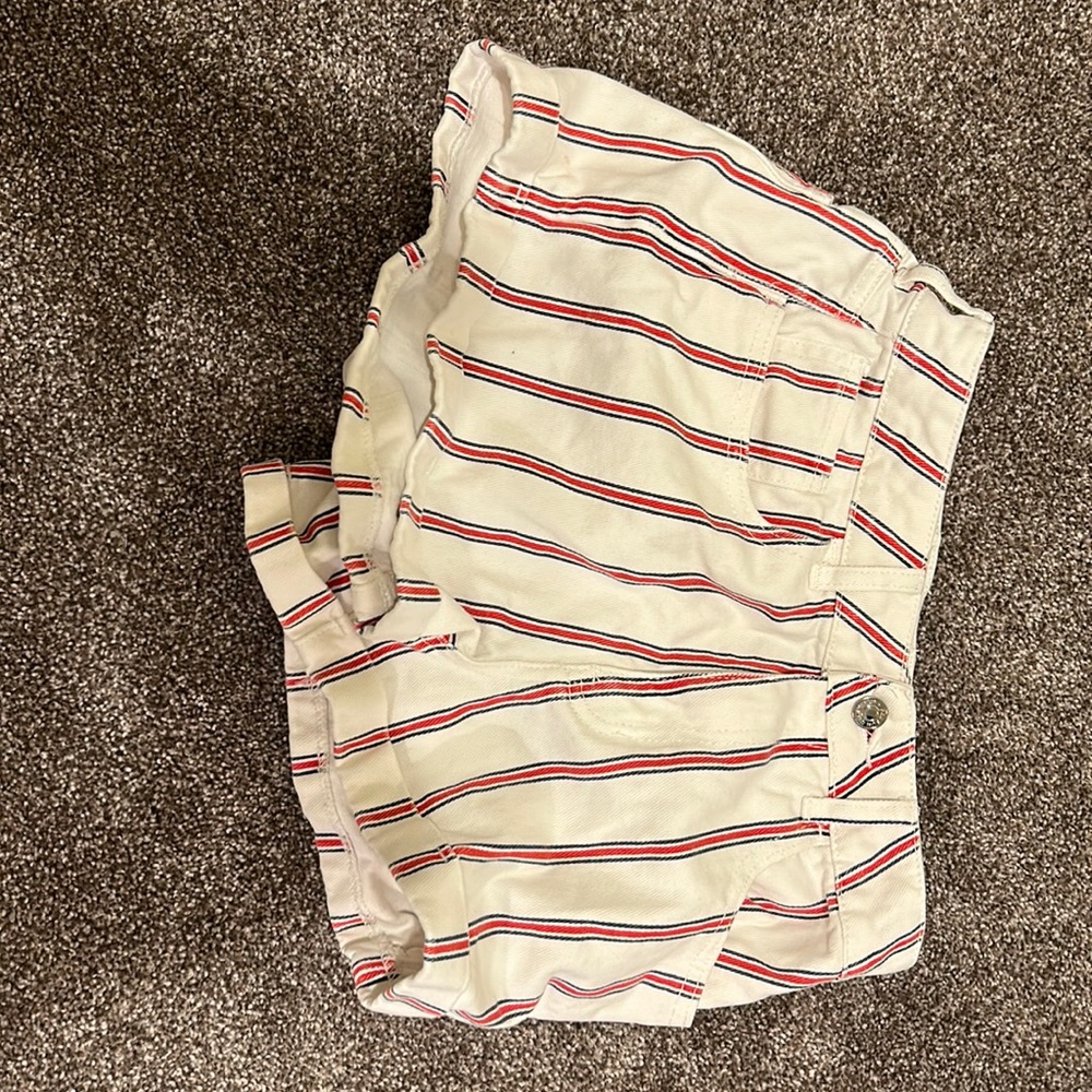 Striped jean shorts